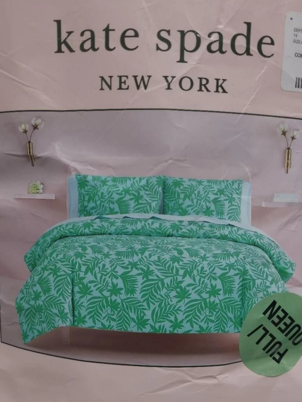 KATE SPADE Green Tropical Leaf Print Comforter Full/Queen Size